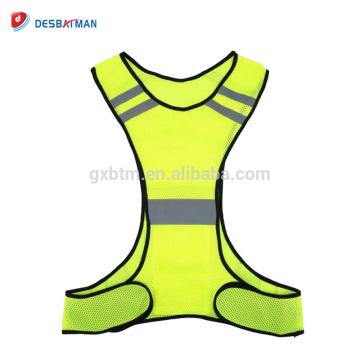 100% Polyester Yellow High Visibility Reflective Safety Vest Night Running Security Clothing Adjustable Waist